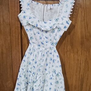 MARBLE White and Blue Floral Top